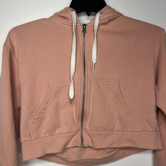 Forever 21 Light Pink Zipped Up Cropped Sweatshirt Size Large - Picture 4 of 9